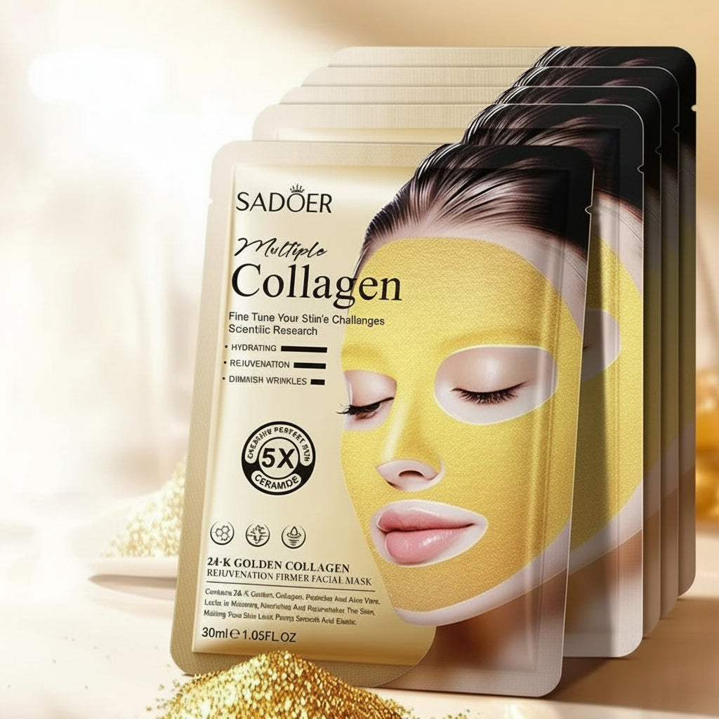 Máscaras faciais de colágeno dourado 24k da SADOER