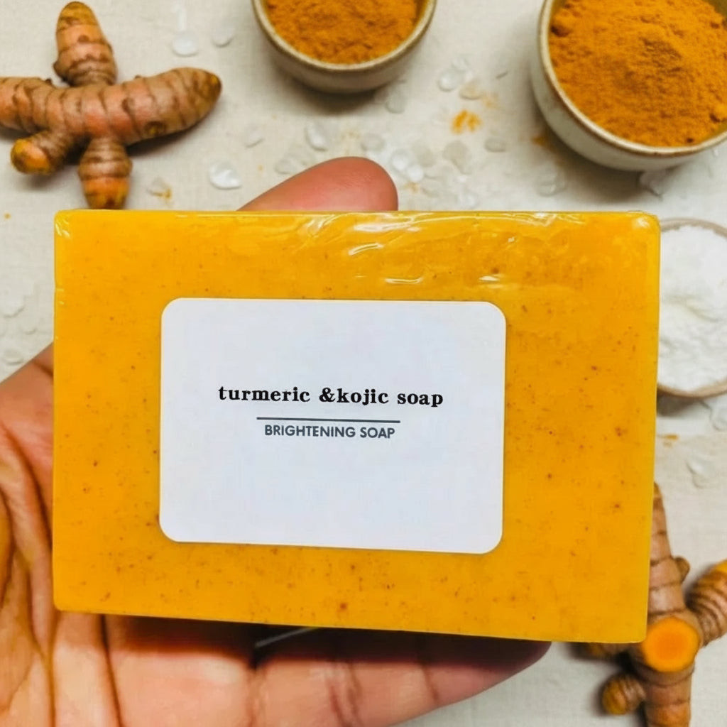 Sabonete artesanal de cúrcuma e ácido kójico