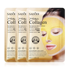 Máscaras faciais de colágeno dourado 24k da SADOER